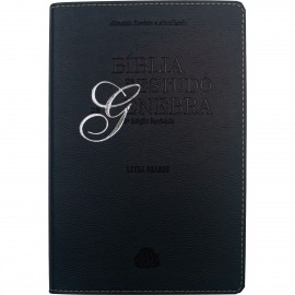 B�blia de Estudo de Genebra Ampliada Luxo Letra Grande Azul Com Indice