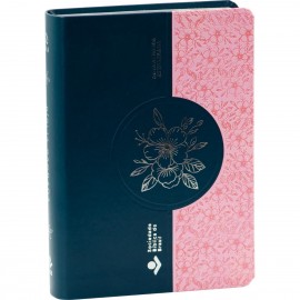 B�blia Luxo Supergigante NAA  Azul com Rosa