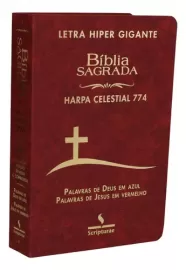 Bblia com Harpa 774  Letra Hipergigante Luxo Cruz Bordor Palavras de Jesus Em vermelho