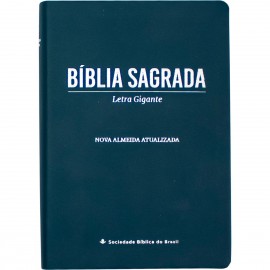 B�blia Luxo  NAA - Letra Gigante - Linha Ouro Azul