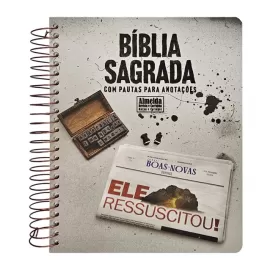 B�blia Para Anota��es - Arc - Com Harpa  Espiral  Ressuscitou