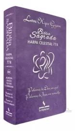 Bblia com Harpa 774  Letra Hipergigante Luxo Cruz Lilas Palavras de Jesus Em vermelho