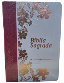 Biblia Luxo Letra Grande Branco e Rosa Juno 