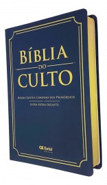 B�blia do Culto Letra Gigante Com Harpa Media azul