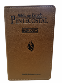 B�blia Pentecostal Couro Legitimo Media Caramelo
