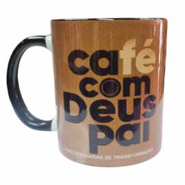 Caneca 340ml Estampado Caf Com Deus Pai Preto