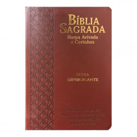 Bblia Letra Hipergigante Arc Full Color Pu Luxo Com Harpa Com ndice Bord