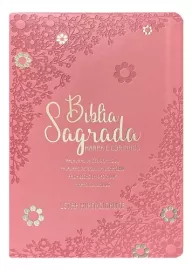 Bblia Letra Hipergigante Arc Full Color Pu Luxo Com Harpa Com ndice Margarida Rosa