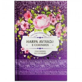 Harpa Avivada e Corinhos Floral Lilas Letra Hipergigante Capa Dura