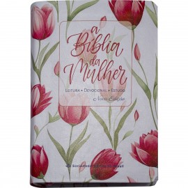 B�blia da Mulher - Nova Edi��o NAA - Tamanho Meido Amore Tulipa Vermelho
