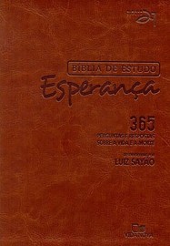 B�blia de Estudo Esperan�a Marrom - Capa Couro Simulado
