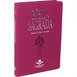 Biblia Mais Fina Luxo  Pink Couro sint�tico Rc