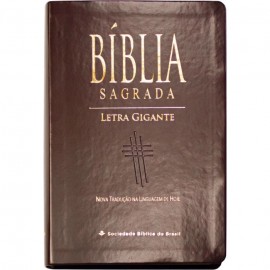Biblia Letra gigante ntlh luxo marrom nobre Com Indice