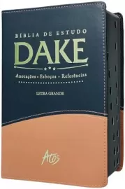 B�blia de Estudo Dake Letra Grande Capa Luxo Preta e Caramelo Com Indice
