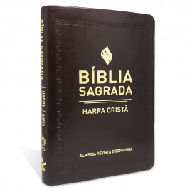 B�blia Sagrada Ultrafina com Harpa Crist� marrom