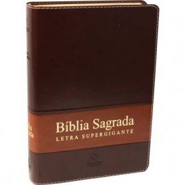 Biblia Supergigante Marrom com Marrom Claro Luxo Naa Com �ndice 